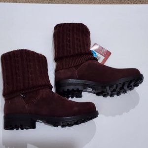 NEW Muk Luks Burgundy/Wine Suede Knit Boots